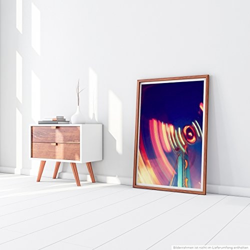 Best for home Artprints - Künstlerische Fotografie - Riesenrad in Bewegung bei Nacht- Fotodruck in gestochen scharfer Qualität