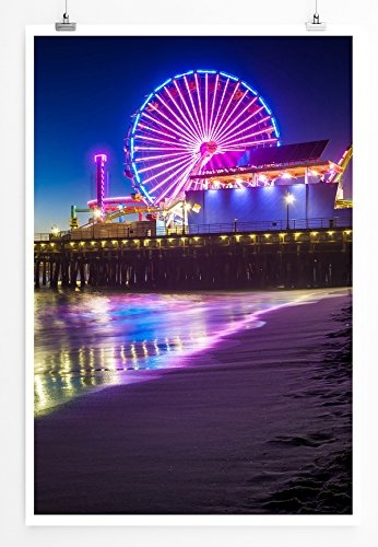 Best for home Artprints - Art - Pier bei Nacht Santa Monica Kalifornien USA- Fotodruck in gestochen scharfer Qualität