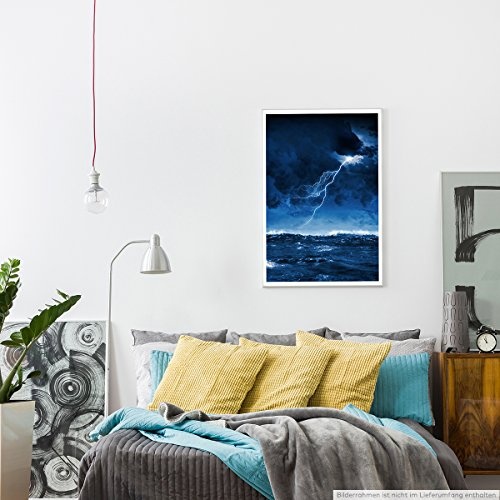 Best for home Artprints - Art - Stürmische See bei Nacht mit Gewitter- Fotodruck in gestochen scharfer Qualität
