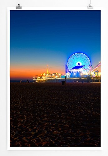 Best for home Artprints - Art - Riesenrad bei Nacht Santa Monica LA USA- Fotodruck in gestochen scharfer Qualität
