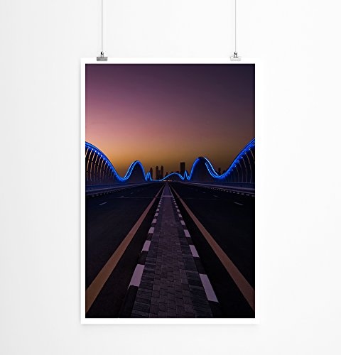 Best for home Artprints - Urbane Fotografie - Meydan Rennstrecke bei Nacht Dubai VAE- Fotodruck in gestochen scharfer Qualität