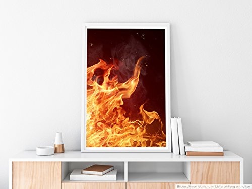 Best for home Artprints - Künstlerische Fotografie - Flammendes Feuer bei Nacht- Fotodruck in gestochen scharfer Qualität
