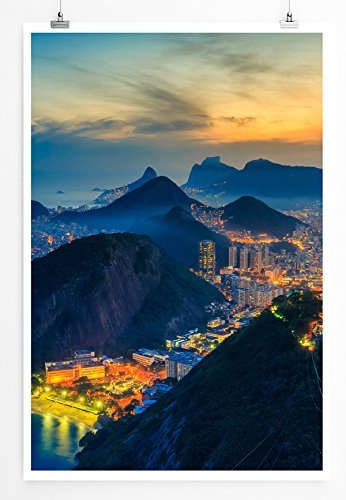 Best for home Artprints - Art - Copacabana Strand bei Nacht Rio de Janeiro- Fotodruck in gestochen scharfer Qualität