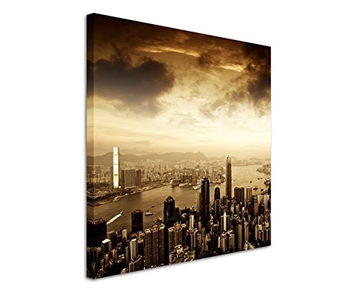 Modernes Bild 90x90cm Urbane Fotografie - Honkong Skyline...