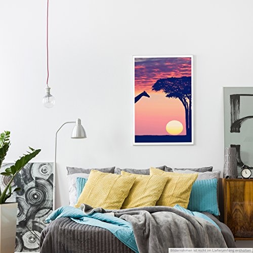 Best for home Artprints - Art - Silhouette mit Giraffe und Akazie- Fotodruck in gestochen scharfer Qualität