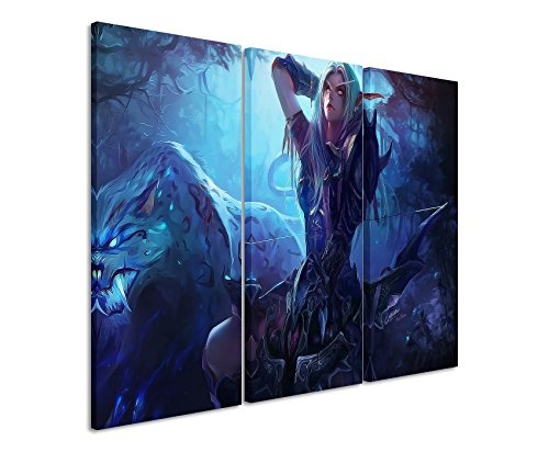 Leinwandbild 3 teilig Elf_Painting_Fantasy_Art_3x90x40cm (Gesamt 120x90cm) _Ausführung schöner Kunstdruck auf echter Leinwand als Wandbild auf Keilrahmen