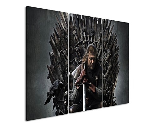 Leinwandbild 3 teilig Game_of_Thrones_Throne_3x90x40cm (Gesamt 120x90cm) _Ausführung schöner Kunstdruck auf echter Leinwand als Wandbild auf Keilrahmen