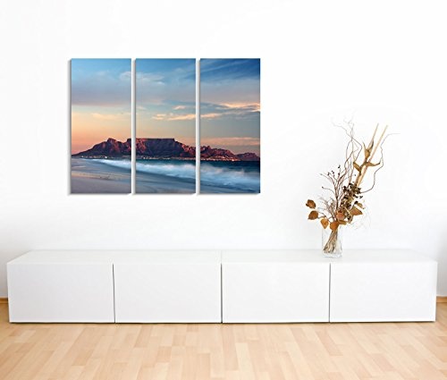 Modernes Bild 3 teilig je 40x90cm Landschaftsfotografie - Strand vor Kapstadt