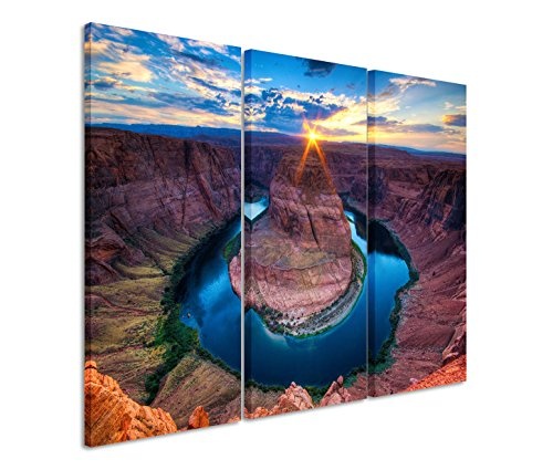 Modernes Bild 3 teilig je 40x90cm Landschaftsfotografie - Horseshoe Bend am Colorado River in Arizona in den USA
