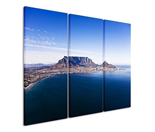 Modernes Bild 3 teilig je 40x90cm Landschaftsfotografie - Weites Panorama von Kapstadt in Südafrika