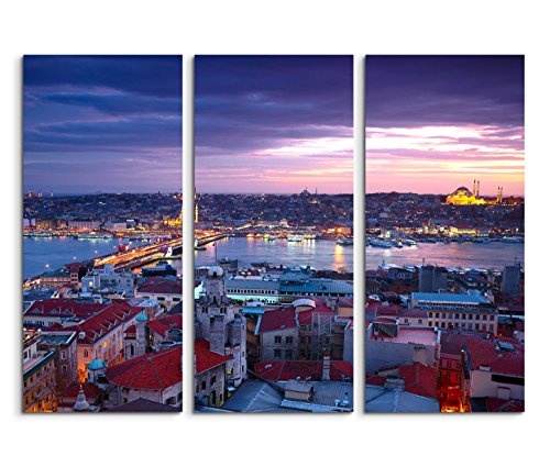 Modernes Bild 3 teilig je 40x90cm Urbane Fotografie - Istanbul Panorama am Morgen