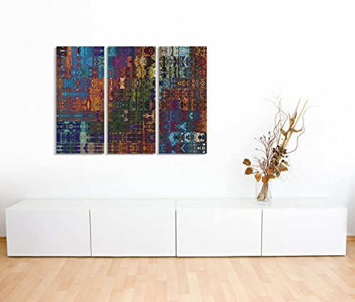 Modernes Bild 3 teilig je 40x90cm Bild - Abstrakte Farbcollage im New Yorker Stil