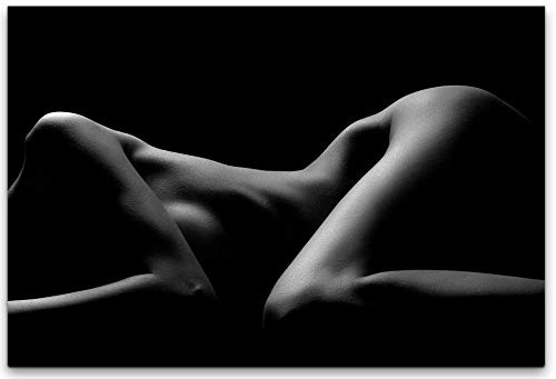bestforhome 150x100cm Leinwandbild nackte Körper Einer Frau schwarz weiß schLeinwand auf Holzrahmen
