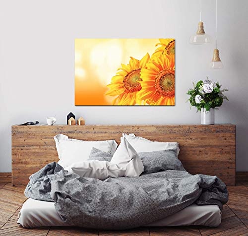 bestforhome 180x120cm Leinwandbild Hummel auf Einer Sonnenblume tolle Gelbtöne Leinwand auf Holzrahmen