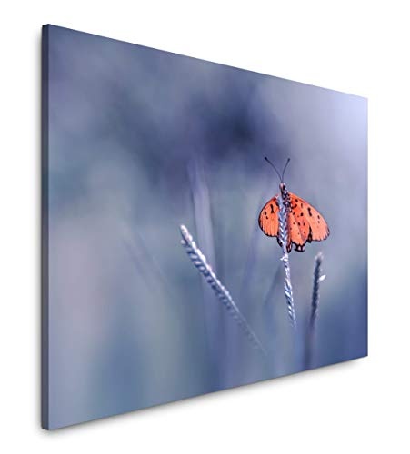 bestforhome 150x100cm Leinwandbild roter Schmetterling auf Einer Pflanze Leinwand auf Holzrahmen