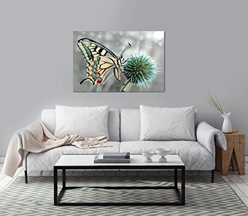 bestforhome 180x120cm Leinwandbild weißer Schmetterling auf Einer Blume Leinwand auf Holzrahmen