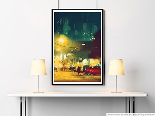 Best for home Artprints - Abstraktes Bild von einer Stadt bei Nacht- Fotodruck in gestochen scharfer Qualität