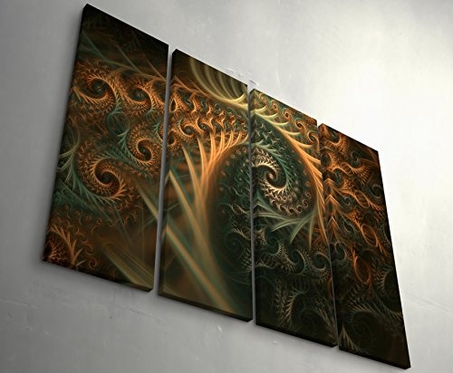 4 teiliges Canvas Bild 4x30x90cm Abstraktes Bild - Spiralen in Herbstfarben