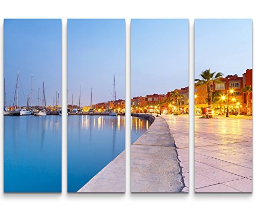 4 teiliges Canvas Bild 4x30x90cm Fotografie - Hurghada Hafen