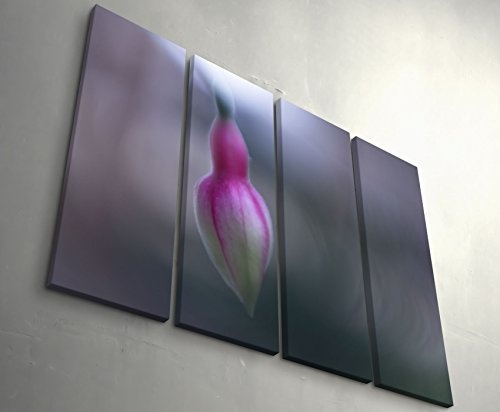4 teiliges Canvas Bild 4x30x90cm Fuchsia - rosa Blüte