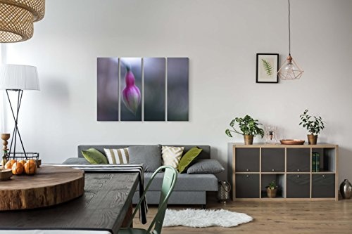 4 teiliges Canvas Bild 4x30x90cm Fuchsia - rosa Blüte