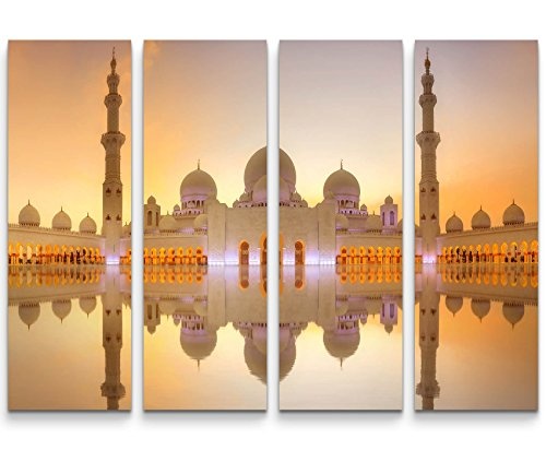 4 teiliges Canvas Bild 4x30x90cm Scheich-Zayid-Moschee in Abu Dhabi