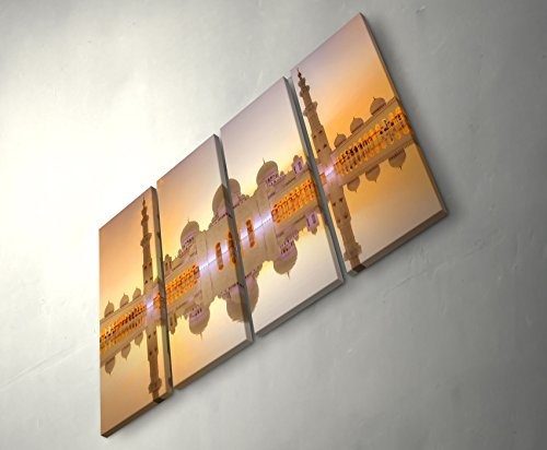 4 teiliges Canvas Bild 4x30x90cm Scheich-Zayid-Moschee in Abu Dhabi