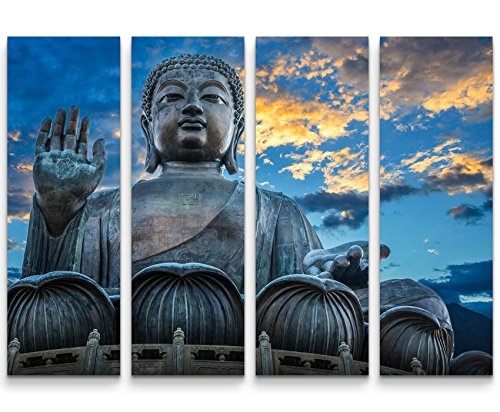 4 teiliges Canvas Bild 4x30x90cm Großer Buddha...
