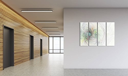4 teiliges Canvas Bild 4x30x90cm Abstraktes Bild - Spirale aus feinen bunten Linien