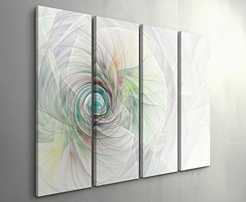 4 teiliges Canvas Bild 4x30x90cm Abstraktes Bild - Spirale aus feinen bunten Linien