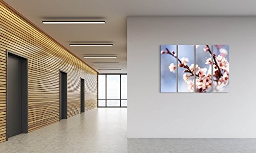 4 teiliges Canvas Bild 4x30x90cm Kirschblüten im Frühling