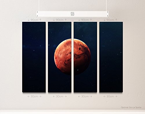 4 teiliges Canvas Bild 4x30x90cm Der Mars