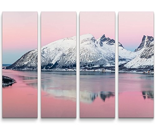 4 teiliges Canvas Bild 4x30x90cm Fjorde - Norwegen