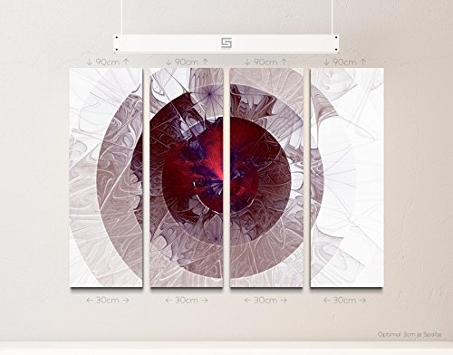 4 teiliges Canvas Bild 4x30x90cm Abstraktes Bild - kreative Kreise in pink und violett