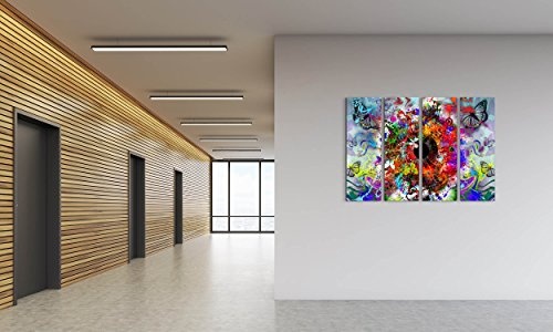 4 teiliges Canvas Bild 4x30x90cm Abstraktes Auge mit Schmetterlingen