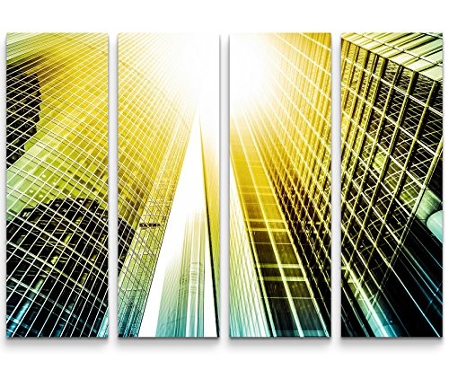 4 teiliges Canvas Bild 4x30x90cm futuristisches Gebäude, Weitwinkelfotografie