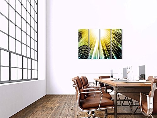 4 teiliges Canvas Bild 4x30x90cm futuristisches Gebäude, Weitwinkelfotografie