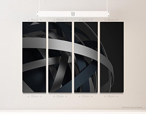 4 teiliges Canvas Bild 4x30x90cm Abstraktes Bild - Ringe...