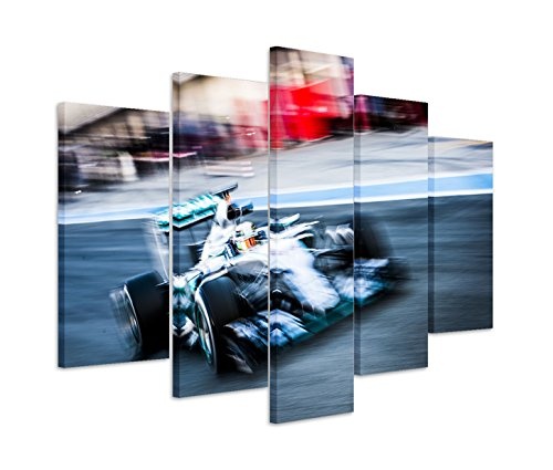 Modernes Bild 150x100cm Künstlerische Fotografie - Leinwandbild Formel 1 Rennwagen F1 auf der Rennstrecke