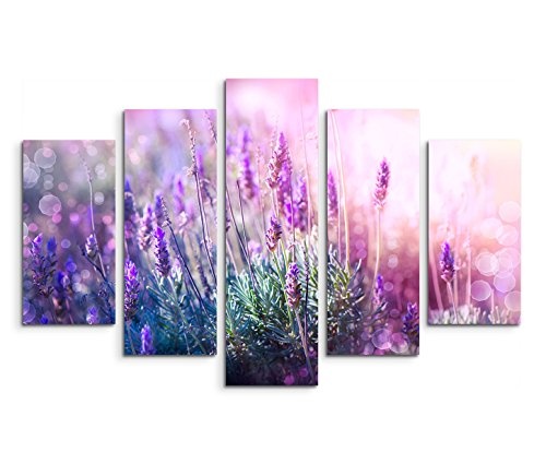 Modernes Bild 150x100cm Naturfotografie - Blühender Lavendel in der Sonne