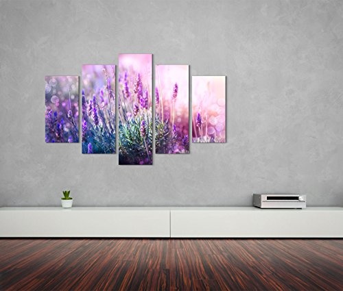Modernes Bild 150x100cm Naturfotografie - Blühender Lavendel in der Sonne