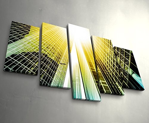 5 teiliges Wandbild auf Leinwand (Gesamtmaß: 150x100cm) futuristisches Gebäude, Weitwinkelfotografie