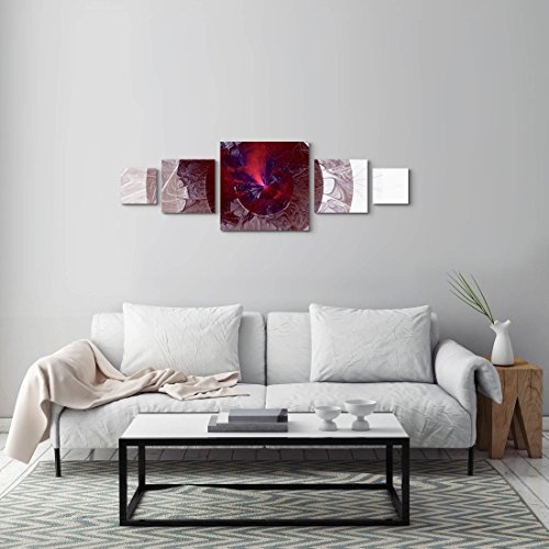 Leinwandbild 5 teilig (160x50cm) Abstraktes Bild - kreative Kreise in pink und violett
