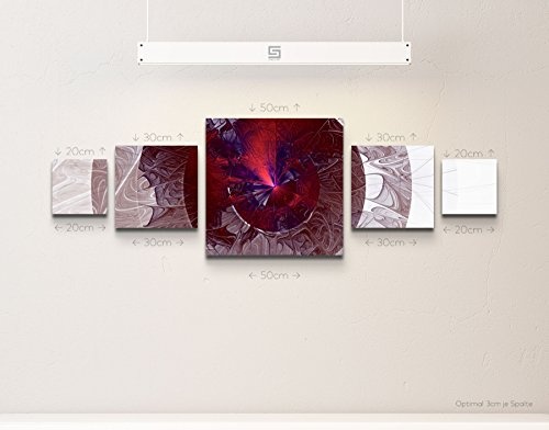Leinwandbild 5 teilig (160x50cm) Abstraktes Bild - kreative Kreise in pink und violett