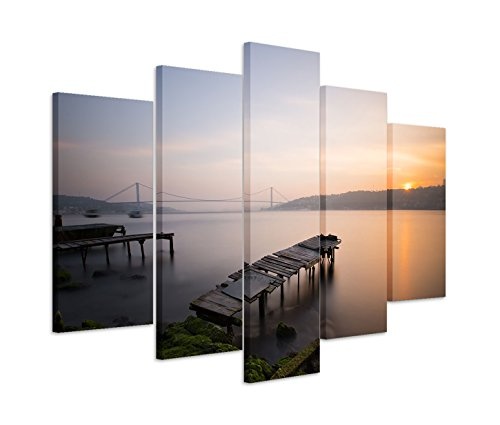 Modernes Bild 150x100cm Landschaftsfotografie - Steg vor der Bosporus Brücke