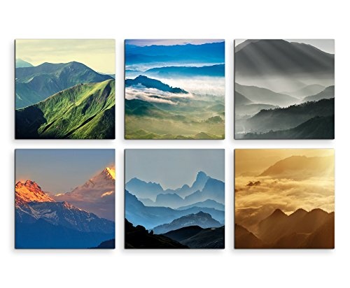 6 teilige moderne Bilderserie je 20x20cm - Gebirge...