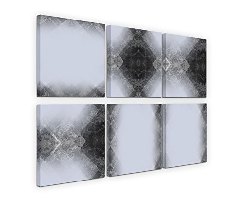 6 teilige moderne Bilderserie je 20x20cm - Abstrakt Muster Grau Weiß Schwarz