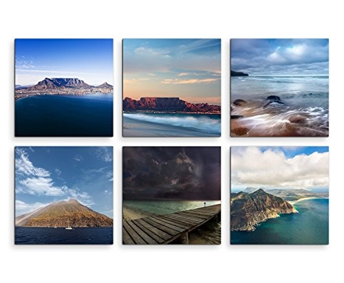 6 teilige moderne Bilderserie je 20x20cm - Steg Wasser Meer Paradies Urlaub