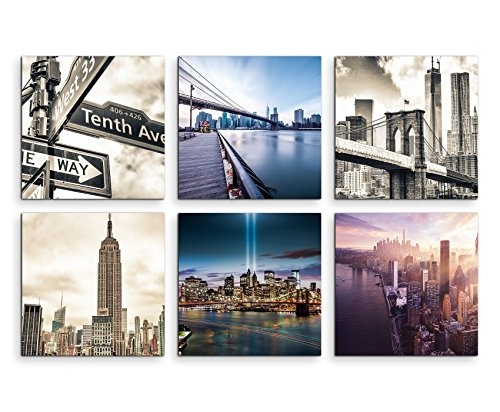 6 teilige moderne Bilderserie je 20x20cm - New York Wolkenkratzer Skyline