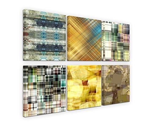 6 teilige moderne Bilderserie je 20x20cm - Abstrakt Muster Mehrfarbig Expressiv